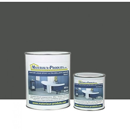 MATPRO - Peinture Laque Epoxy Salle de Bain - Sans Solvant, Auto-Lissant - Répare et Rénove Baignoire, Lavabo, Évier, Plan de Travail - Gris Basalte - 5Kg