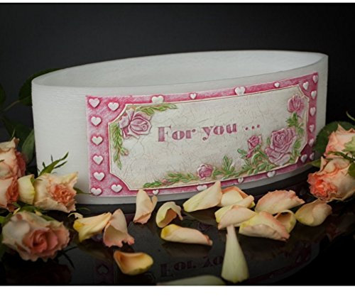 Kerze Tischkerze groß Lampion Wachs Windlicht Wachswindlicht groß oval für 2 Teelichter for You Vintage Rose