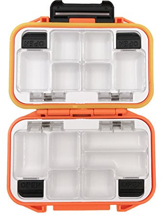Waterproof Fishing Lure Boxe Spoon Hooks Baits Storage Tackle Box Containers for Casting Fishing Fly Fishing,Large/Medium/Small Lure Case Available (Orange-Small)