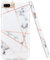 JAHOLAN Shiny Rose Gold Geometric Marble Design Clear Bumper TPU Soft Rubber Silicone Phone Case Compatible with iPhone 7 Plus/8 Plus/6 Plus/6S Plus - White