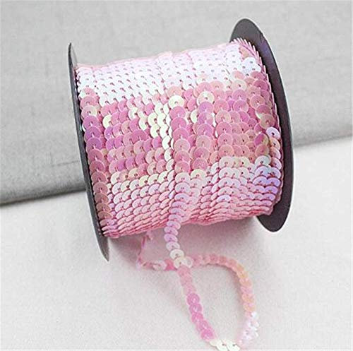 Hava Kolari Paillettenband Pailletten Glänzendes Handwerk Ordnungsrolle Hochzeit Dekorationen DIY Kleidung und Schmuck 90m*6mm (Rosa)