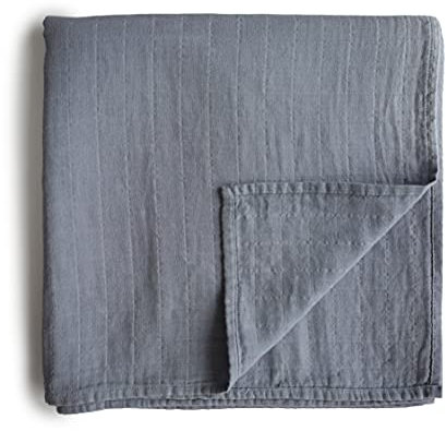 mushie Musselin Baby Wickeldecke | 100% Bio-Baumwolle | Sichere, Hochwertige & Langlebige Erstausstattung für Kleinkinder Kinder Jungs & Mädchen (Tradewinds)