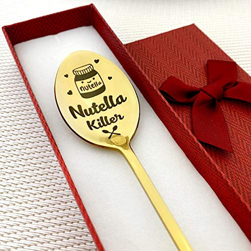 Personalisierter Schokolöffel mit Namensgravur, 19 cm langer Griff, Edelstahl, gravierter Latte-Löffel, Geschenkoption, ideal für Kaffee oder Desserts