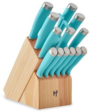 Hampton Forge Epicure True Aqua Messerblock, 15-teiliges Set