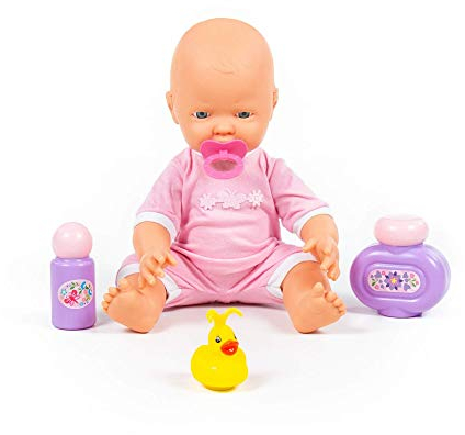 Babypuppe Puppe 35 cm mit Schnuller und Bade-Set 3-TLG. Kinder Spielzeug +3J