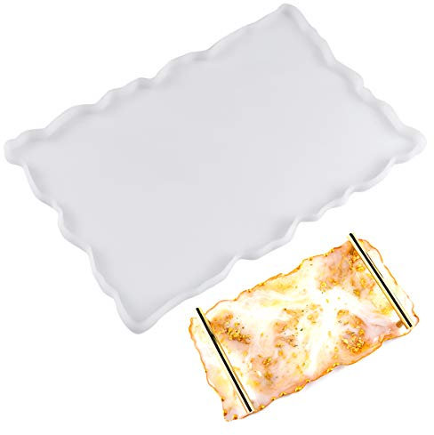 AvoDovA Molde de Silicona Resina para Bandeja, Molde de Resina para Bandeja de Frutas, Molde Silicona Rectangular Posavasos, Moldes de Fundición Epoxi, Sin Mango