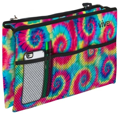 Vive Walker Bag - Water Resistant Accessory Basket Provides Hands Free Storage for Folding Walkers - Attachment Fits Wide (Tye Dye)