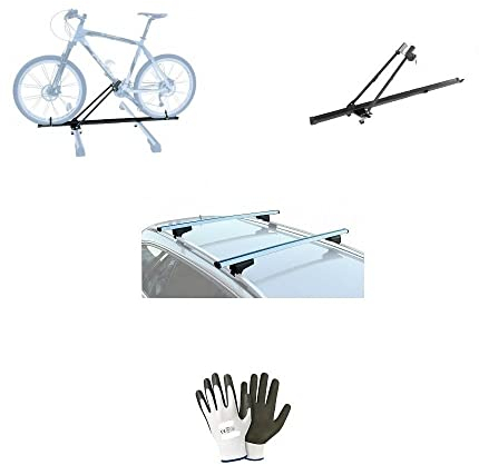 Kompatibel mit Citroen C4 Cactus 5p 2020 Dachgepäckträger für Autodach, 110 cm, aus Aluminium + Dachträger für 1 Fahrrad für hohe und niedrige Realings