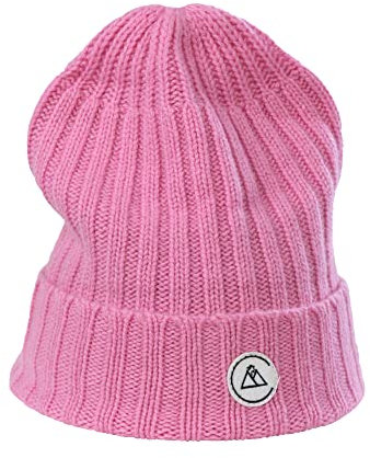 CASH-MERE.CH 100% Kaschmir Rib Mütze | Strickmütze für Damen und Jugendliche (Rot/Nelken Rot, One Size)