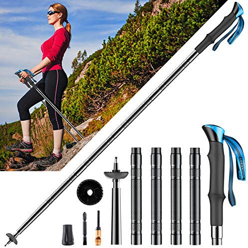 JEWERADO Wanderstöcke, Trekkingstöcke zum Wandern, zusammenklappbar, höhenverstellbar, leicht, für Damen und Herren, Outdoor-Reisen