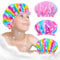 Shower Cap for Kids, 3 Pcs Kids Shower Caps for Girls, Cute Rainbow Hair Cap Wide Elastic Band, Plastic Reusable Waterproof Toddler Shower Cap, Large Bath Cap for Kids Girls Women
