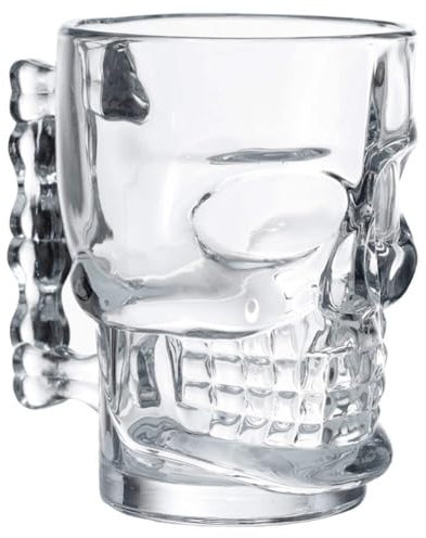 Puckator Glas Totenkopf geformter dekorativer Krug 500ml