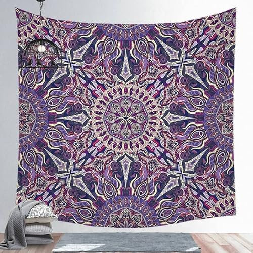 EHOMERY Wandteppiche Wandbehang Yoga Wandtuch Lila Boho-Mandala Wandteppich Modern Wandtuch XXL Natur Wandbehang Deko Wandschmuck Groß Schlafzimmer Wohnzimmer Wanddekoration 95X73Cm