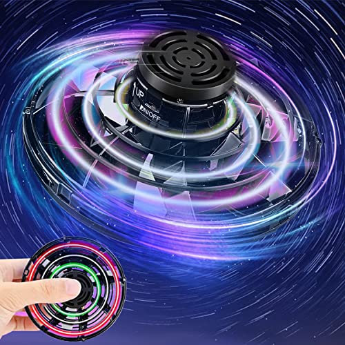 Fly-Ufo-Spin-Drohne, Fliegende Scheibe, Cgtolos Miniufo Drohne, Fidget Spinner, Lenkrad, Dekompressionsspielzeug für Erwachsene und Kinder (Schwarz)