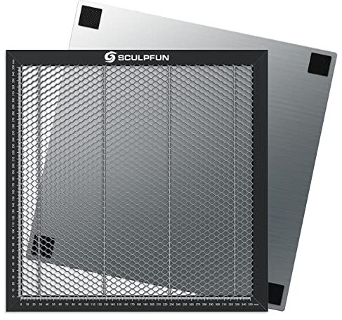 SCULPFUN Mesa de Trabajo de Panal para grabador láser, 400x400x22mm Panel de Nido de Abeja para Máquina de Grabado Láser, Plataforma con Placa de Aluminio