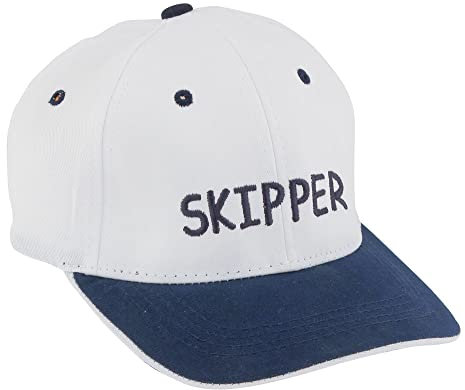 Sea-Club Cap - Skipper Mütze Baumwolle weiß/Marine Maritime Dekoration