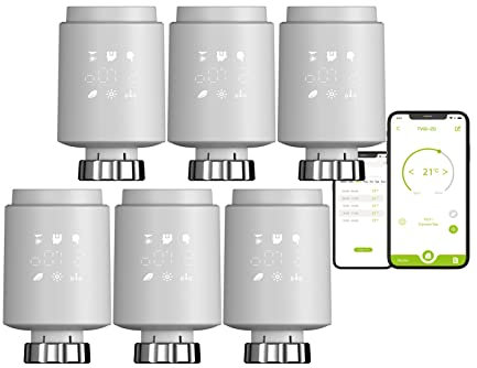 Qiumi Zigbee Thermostat Heizkörper Ventil, eTRV, Größe kompatibel mit den meisten Ventilen, Die Anzeige Schriftart Richtung ist einstellbar