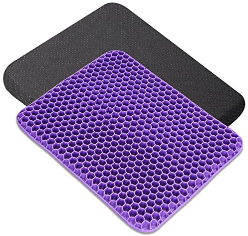 SMRONAR Gel Seat Cushion Double Thick - Honeycomb Breathable Office Chair Cushion for Back, Hip & Sciatica Pain Relief - Non-Slip Cool Gel Car & Wheelchair Cushion (Home/Work Use)