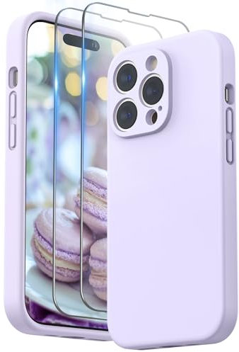 SURPHY Compatible with iPhone 14 Pro Max Case with Screen Protector, Liquid Silicone Protection for Each Lens Shockproof Thickened Rubber for iPhone 14 Pro Max 6.7 inch 2022, Lilac