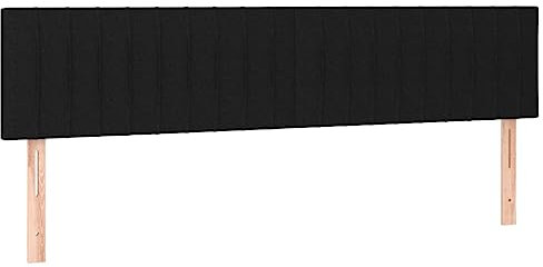 vidaXL Kopfteil 2 STK., Bettkopfteil mit Holzbeinen, Höhenverstellbar Polsterkopfteil für Bett, Betthaupt Bettzubehör Schlafzimmer, Schwarz 100x5x78/88cm Stoff