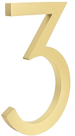 LUIBUY 15 Cm / 6 Zoll Gold 3D Moderne Türzeichennummer, Heimatadresse, Türnummer Digital Türschild, 0-9 (Size : 3, Color : 10cm)