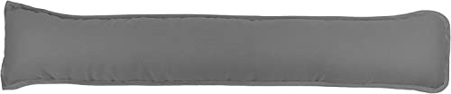 Boudin de porte en tissu uni teinté avec housse amovible en polycoton 92 x 20 cm – Gris