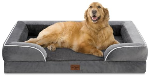 Comfort Expression Orthopedic Dog Bed for Extra Large Size Dog with Bolster | Waterproof Dog Sofa Bed with Washable Cover, Durable Comfy Pet Bed Non-Slip Bottom, 106x76x21 cm