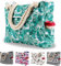 Strandtasche Xxl Familie Badetasche Damen Extra Groß Beach Bag Shopper Schultertasche Einkaufstasche Wasserdicht Tasche Faltbar Mit Magnetschnalle für Strand Reisen Schwimmbad Geschenke Grüne Blätter