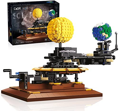 CaDA Jouets de Construction du Système Solaire, 865 Pièces de Jouets de Construction du Système Solaire en 3D avec Disque de Mois,Jouet STEM Parfait pour Les Enfants de Plus de 8 Ans
