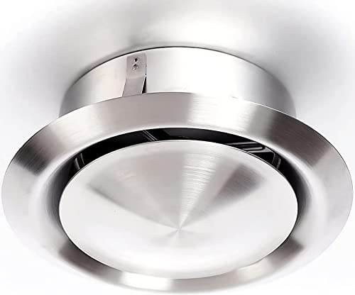 DOMUX Bouche VMC 125 mm Inox - Bouche aération réglable ronde 125 mm - Extraction ou insufflation - En acier inoxydable 304 pour conduit et gaine VMC, hotte et extracteur - Mur ou plafond