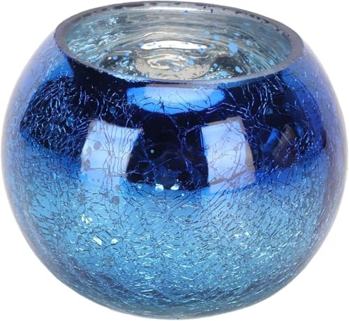 Photophore, Attrayant, Décoratif, Textures Faites À La Main, Bougeoir En Verre, Bougeoir Votif, Bougeoir Pour Éclairage, Décoration De Table (Dégradé Bleu)