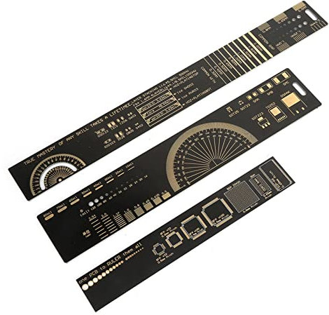 SEAFRONT 3-teiliges Leiterplatten-Lineal, 15/20/25 cm, Multifunktionales Lineal, Winkelmessgeräte, IC-Pin-Abstandstabellen, Test für Elektronikingenieure