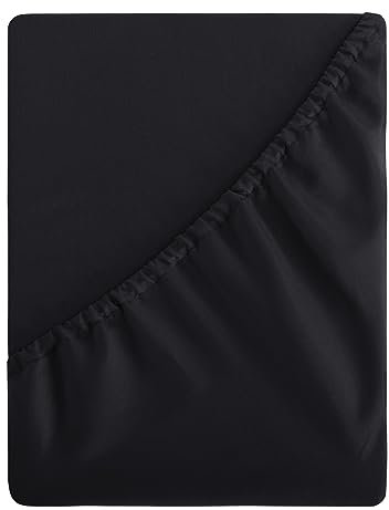 Aisbo Spannbettlaken 90x200cm Bettlaken Boxspringbett - Bett Laken Schwarz 90x200 aus Premium Mikrofaser, weiches Spannbetttuch 90 x 200 Steghöhe 40cm für Wasserbett Bed Fitted Sheet