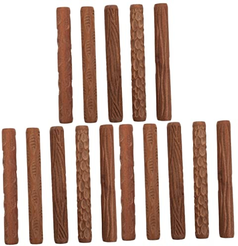YARNOW 15 Stück Bedruckte Schlammbretter Schlammkuchenwerkzeuge Holzwerkzeuge Keramik-Ton Fondant-Nudelholz Teigroller Ausrollen Von Tonriegeln Tonzubehör Töpferei-Tonroller