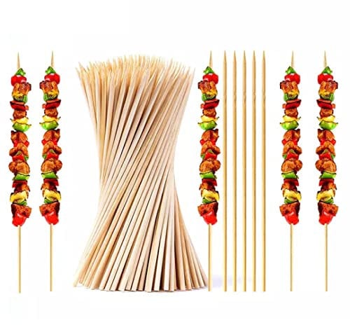 Premium Wooden Skewers Sticks | Eco-Friendly BBQ skewers and Kebab Skewers for Grilling, Cake Toppers, Marshmallows, Appetizers, Chocolate Fountains, Burgers, Sausages, Drinks Toothpicks & Fruit