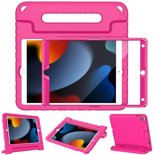 LTROP Funda infantil para iPad de 9ª/8ª/7ª generación (2021/2020/2019), funda para iPad 10.2 con protector de pantalla integrado, soporte a prueba de golpes, funda para niños para iPad 9, 8, 7 y 10.2