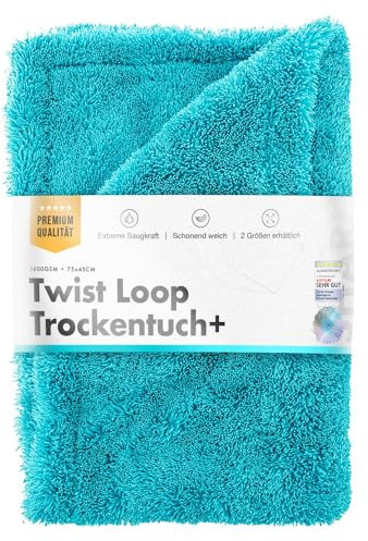 Chemicalworkz® Premium Mikrofaser Trockentuch 1600 GSM türkis 80x50cm - extrem saugstarkes Mikrofasertuch Autopflege | Fusselfrei, Streifen- & schlierenfreies Trocknen | Für Auto, Motorrad & Dusche