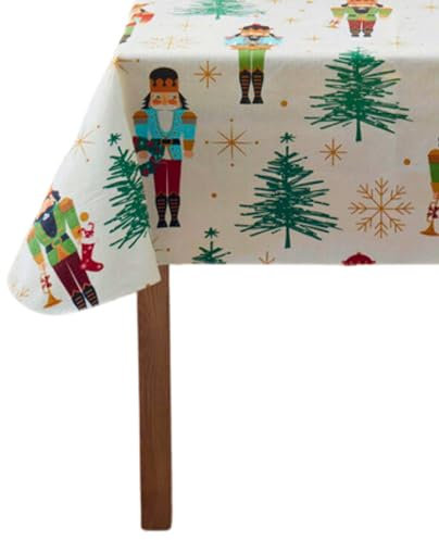 Serafina Home Tischdecke aus Vinyl mit Flanellrückseite, wiederverwendbar, Nussknacker, 132 x 178 cm