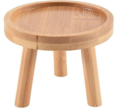 JUFUM 2 soportes de madera para plantas de flores, soporte para base de maceta, taburete alto, balcón, suculentas, estante redondo para flores para interiores y exteriores