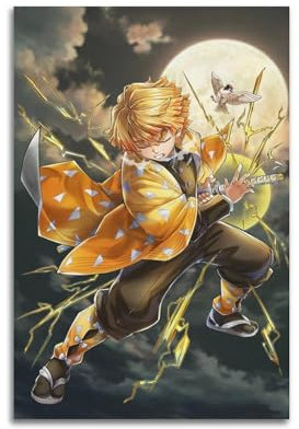 Demon Slayer Agatsuma Zenitsu Thunder Breathing Poster Dekorative Malerei Leinwand Wandkunst Wohnzimmer Poster Schlafzimmer Malerei,Wandkunst Bilddruck Moderne Familienzimmer Dekor 12x18inch(30x45cm)