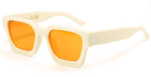SHEEN KELLY Retro Rechteckige Sonnenbrille Herren Damen Polarisierte Dicke | Trendy Quadratischer Klobige Schmaler Rahmen Farbige UV400-Linse Schwarzer Schildpatt Mode Fahrbrille