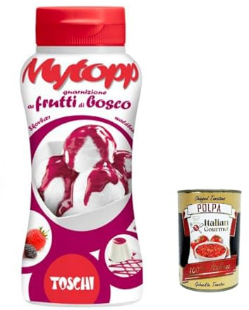 Italian Gourmet Topping Squeeze Frutti di bosco salsa dolce 12 x 200g | Beerensauce für Eis, Kaffee, Cocktail, pancake e pasticceria, cremosa e, Gesamtnettogewicht 2,4 kg + Kostenlos Polpa 400g