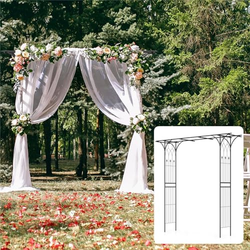 HOMASIS Rosenbogen, Gartenbogen Metall, Torbogen für Rosen & Kletterpflanzen, Rankhilfe Rankgitter Rankbogen für Hochzeit Garten Party, Pergola Rosenhilfe Rosenspalier, 205x52x205cm (Schwarz)