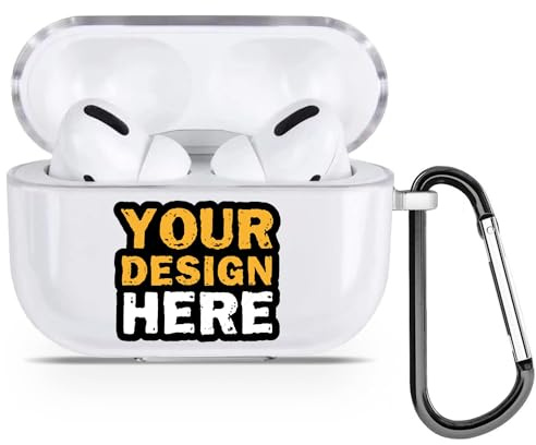 Personalisierte Hülle für AirPods Pro Individuelle Weiche Transparente TPU Silikon Hülle mit Farbigem Text Foto Bild oder Logo - Gestalten Sie Ihr eigenes Design