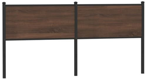 vidaXL Ersatz-Kopfteil, Bettkopfteil Metallbeine, Betthaupt für Bett Doppelbett, Bettzubehör Schlafzimmer, Braun Eichen-Optik 180cm Holzwerkstoff Stahl