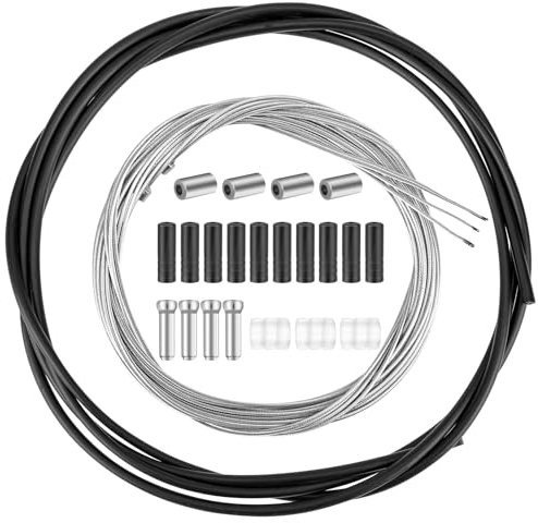 Universal Bike Inner Brake Cable, 4 Pieces Bike Brake Gear Shifter Cable Kit, Universal Bicycle Gear Shifter Cable Bike Repair Replacement Accessories for Mountain and Road Bike Gear Kit (Black)