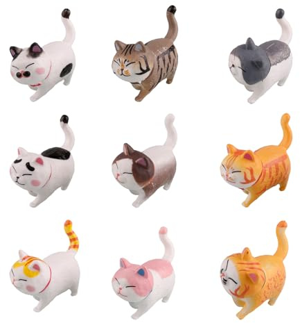 Tabanzhe 9 PCS Cat Figures,Cute Realistic Cartoon Cat Figurine Ornament,Mini Kawaii Kitten Cake Topper Decoration Party Supplies Car Decor Christmas Birthday Gifts for Cat Lover
