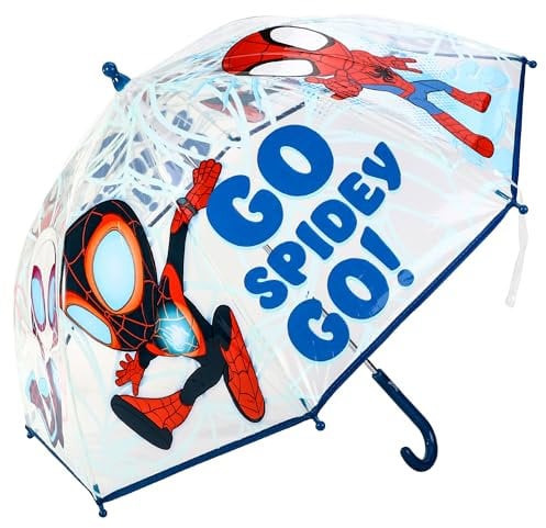Marvel Spidey and His Amazing Friends Dome Umbrella for Kids Childrens Boys Girls Brolly with Safety Opening