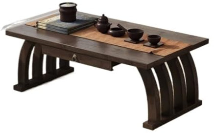WANGWANGDUI Table Basse du Salon Table À Thé Chinoise Baie Vitrée Petite Table À Thé Simple Balcon Table À Thé Table Basse Tapis Petite Table Bambou Table Basse(Black)