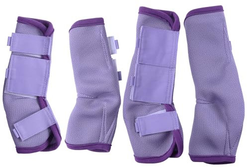 Fly Horse Boots 4er Set, Weiche & Atmungsaktive Mesh Fliegengamaschen für Pferde Violet Cob